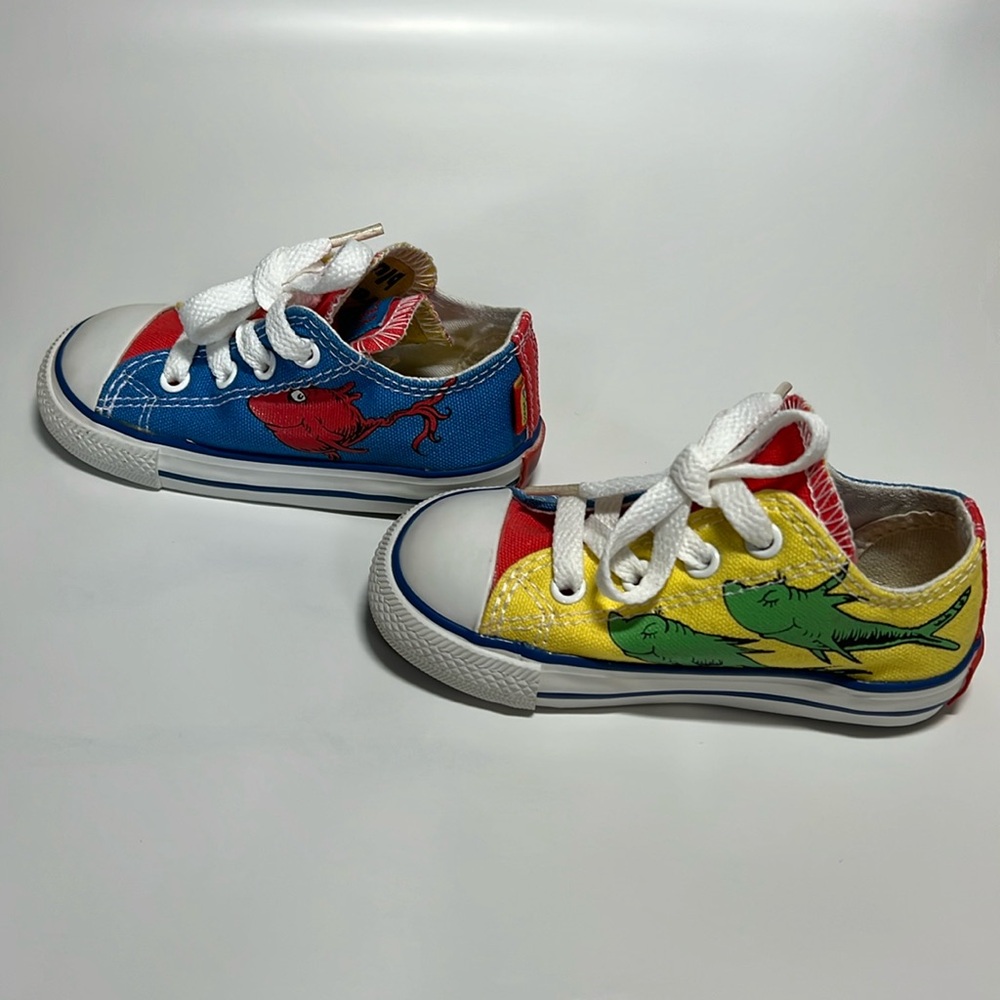 Infant Dr Seuss Converse Sneakers one fish two fish red fish blue fish Size 6 - Picture 5 of 10